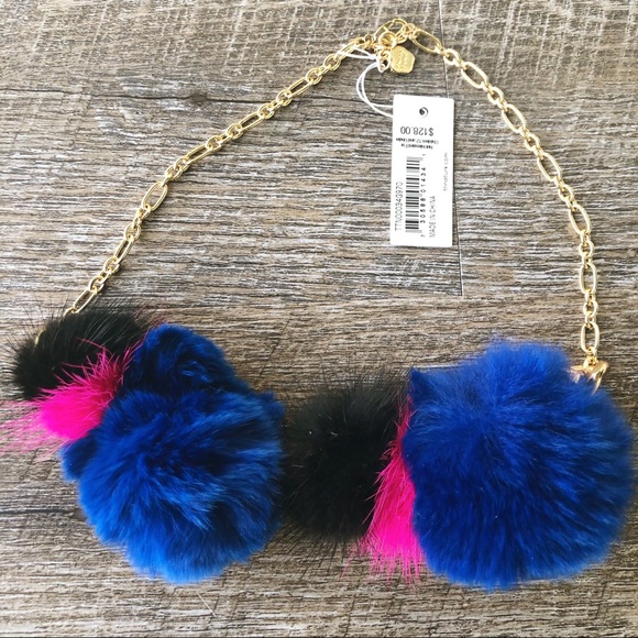 Trina Turk Gold Fur Pom Pom Necklace - Picture 2 of 6